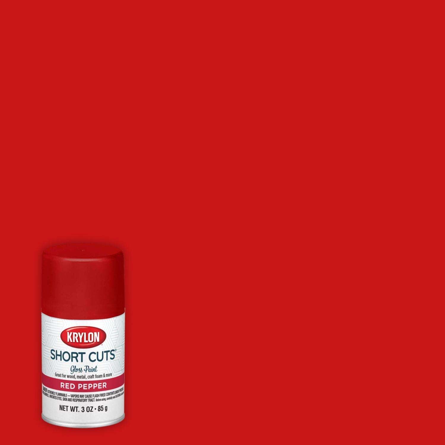 Krylon SCS-033 Short Cuts Aerosol Spray Paint, Gloss, Red Pepper, 3 oz.