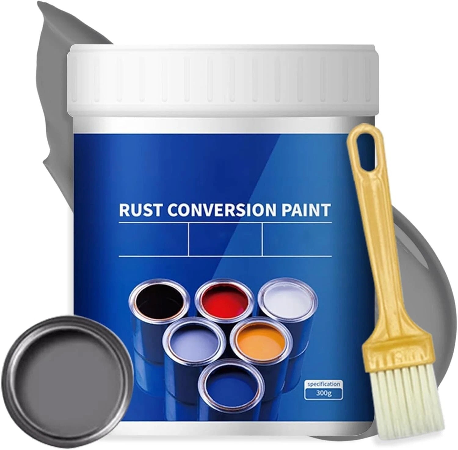 Weatherproof Rust Converter Paint for Metal, Rust Remover for Metal, Grey,