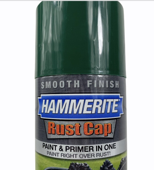 Hammerite Rust Cap Aerosol Spray Paint Smooth Dark Green Paint Primer 12oz Craft