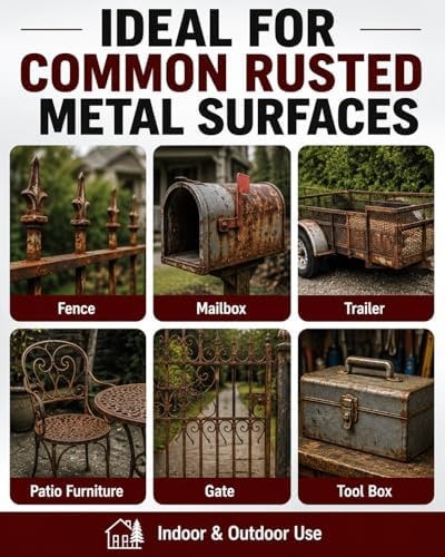 2-in-1 Rust Converter & Metal Primer with Built-In Brush, Water-Based Rust Tr…
