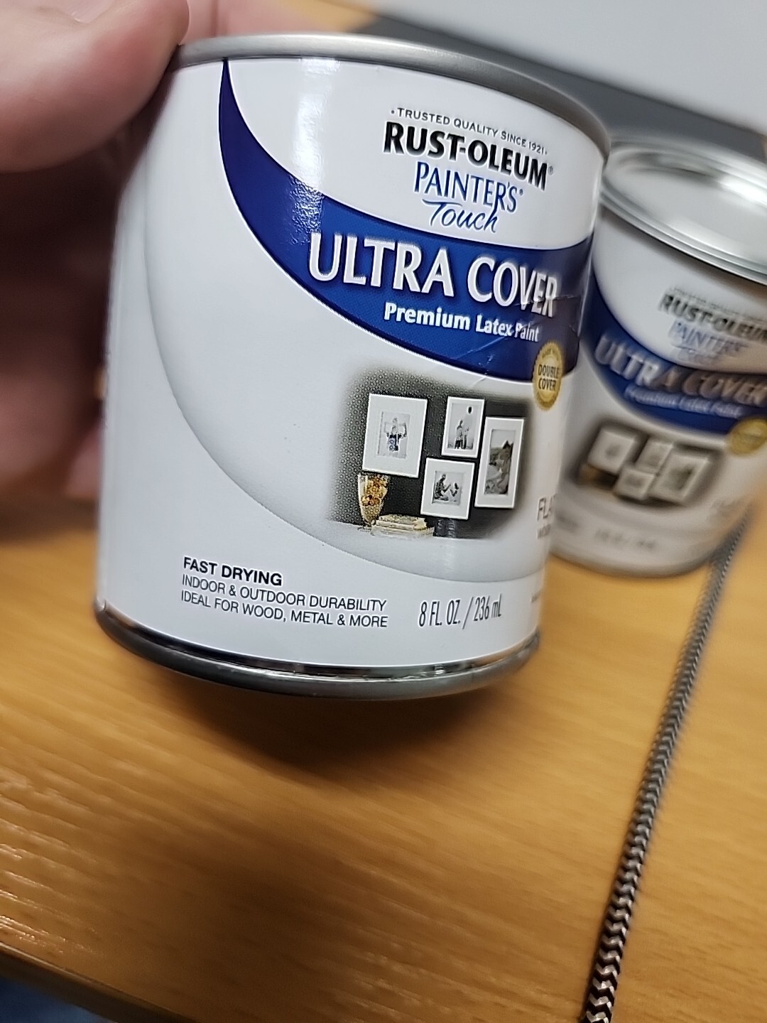 2 Rust-Oleum Painters Touch Flat White Water-Based Ultra Cover Paint Int/Ext 8oz