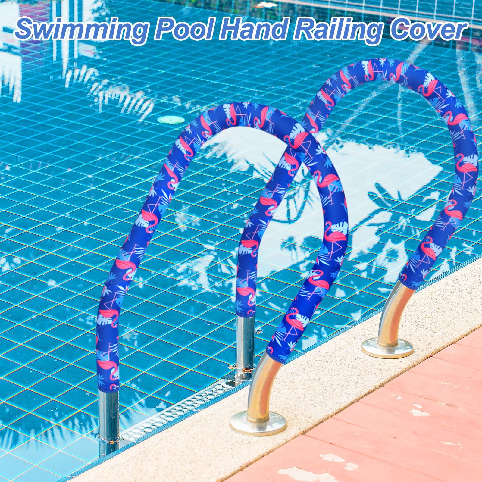Junkin 2 Pcs Pool Railing Covers 8 ft Slip Resistant Handle Rail 8 ft, 8