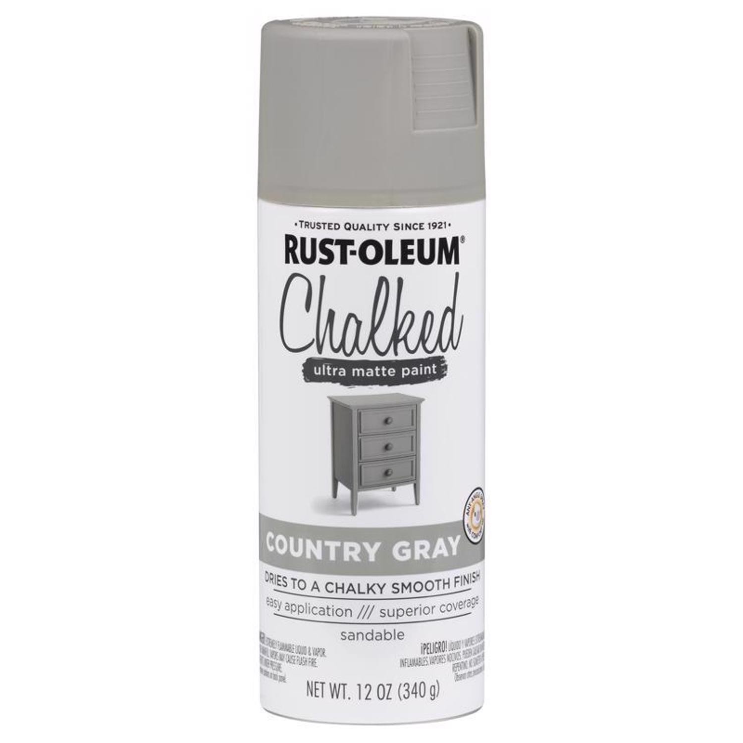 Rustoleum 302593 12 Oz Country Gray Chalked Ultra Matte Spray Paint