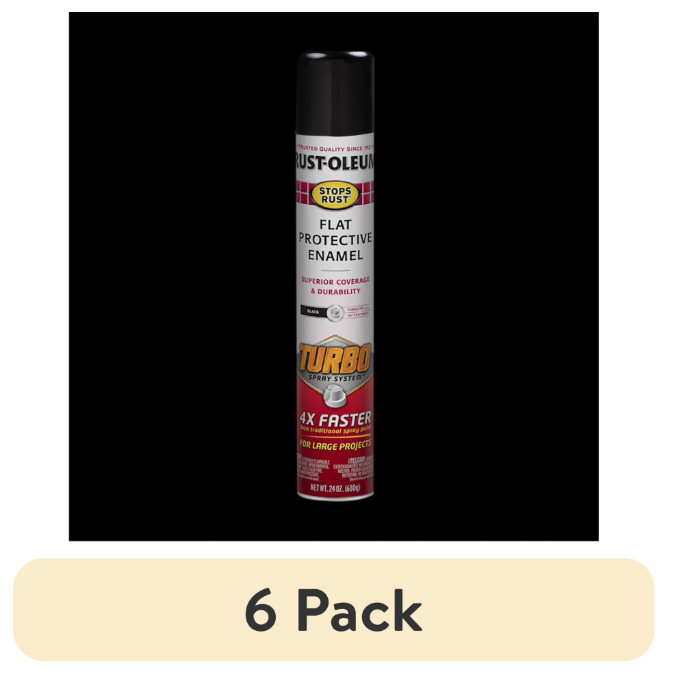 Black Rust-Oleum Stops Rust Flat Turbo Protective Enamel Spray Paint 6Pack F/Sh