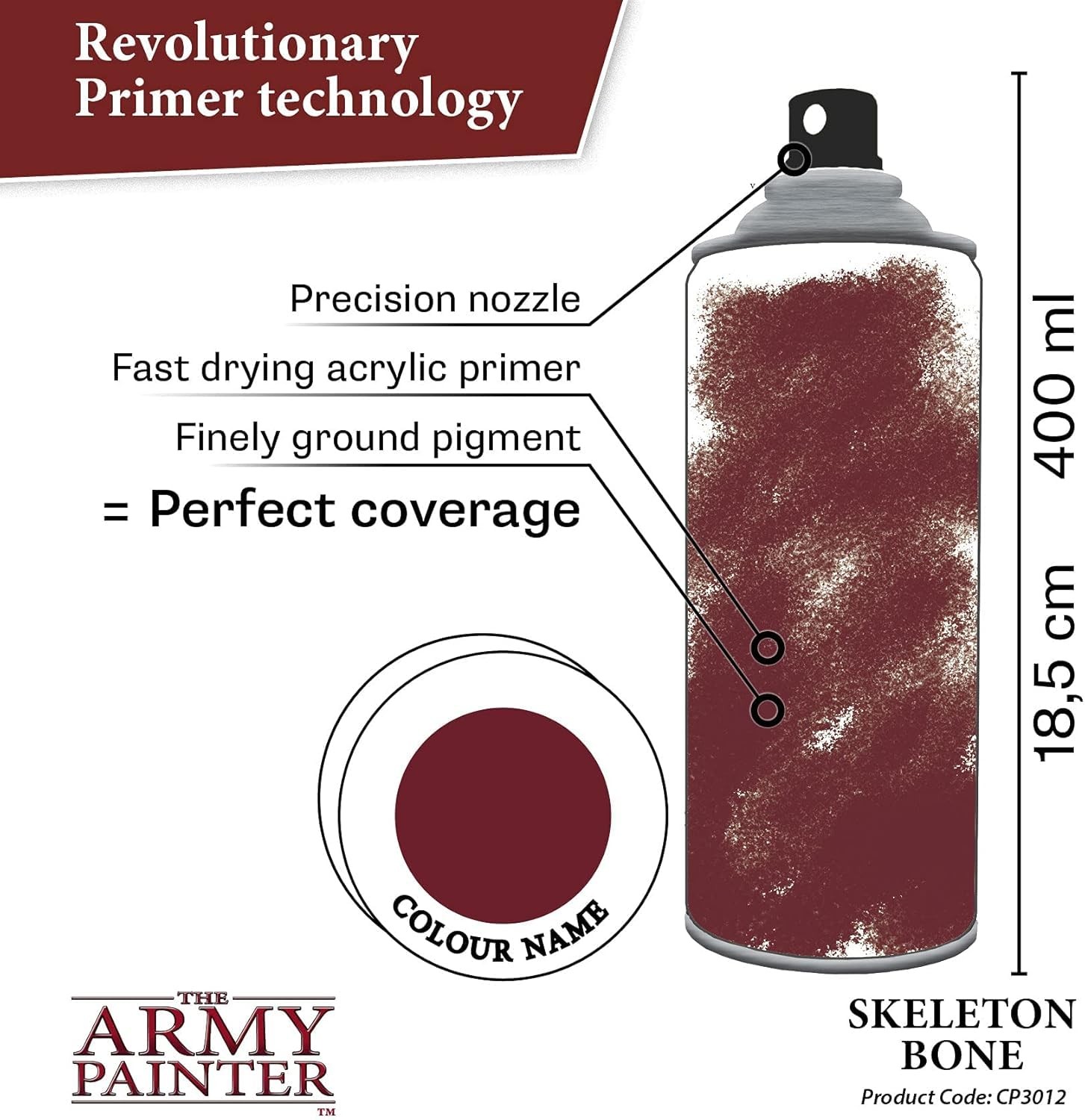 The Army Painter Color Primer Spray Paint, Skeleton Bone, 400ml, 13.5oz – Acryli