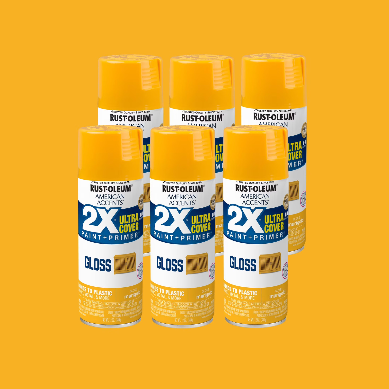 Marigold 2X Ultra Cover Gloss Spray Paint – 6 Pack, 12 Oz Each