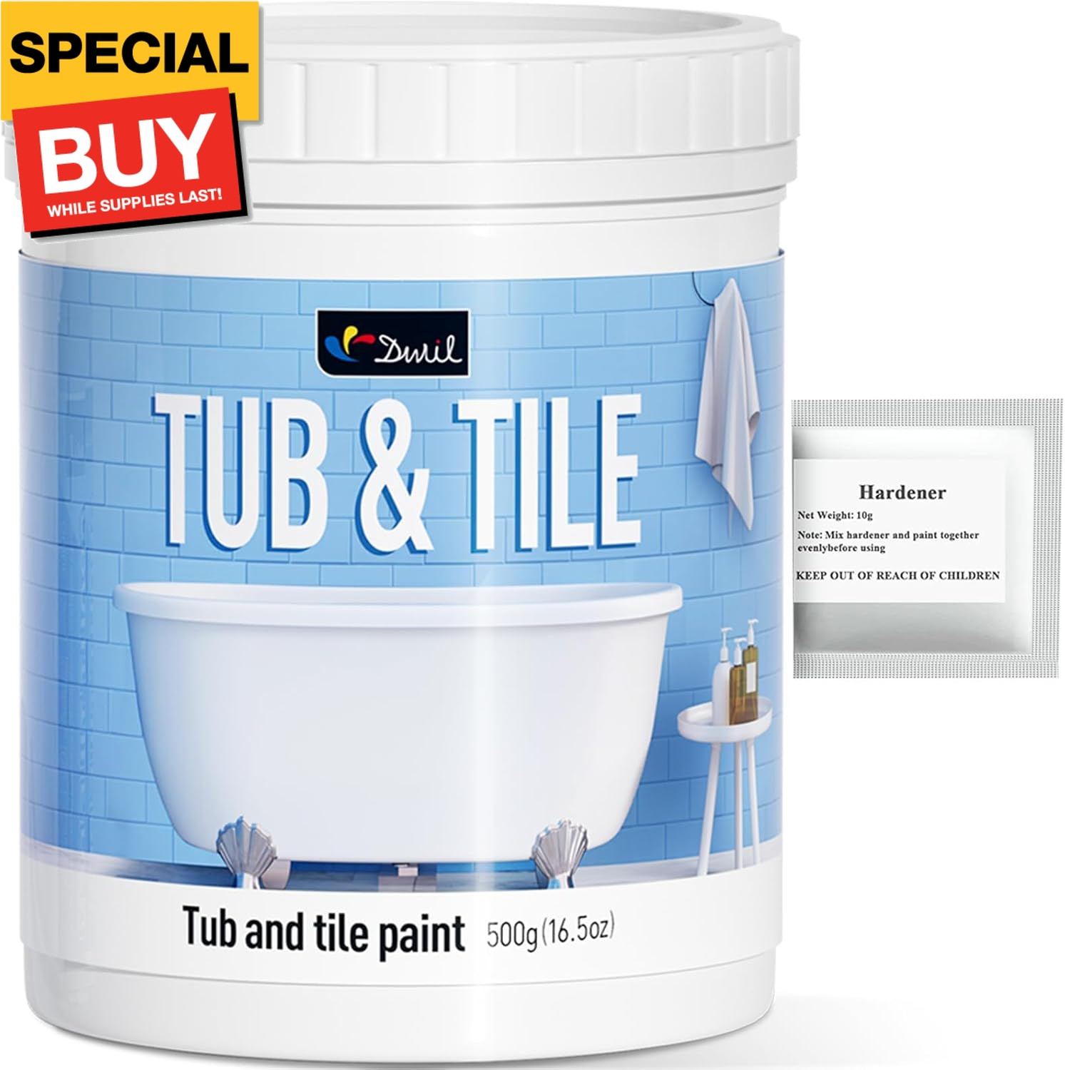 Tub and Tile Paint, Tub and Tile Refinishing Kit with Hardener, Tile Paint and T