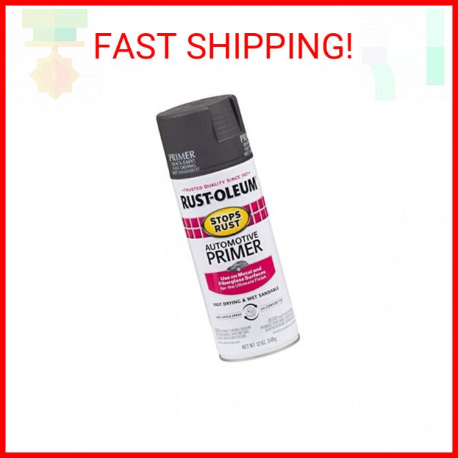 Rust-Oleum 2089830 Stops Rust Automotive Primer Spray, 12 oz, Flat Dark Gray
