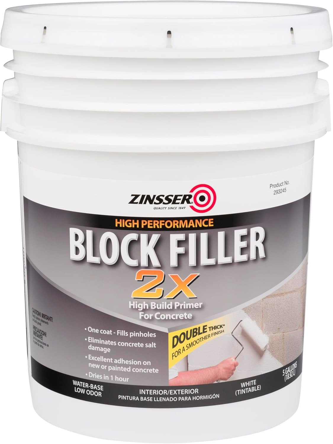 293248 Block Filler 2X High Build Primer for Concrete, 5 Gallon, White