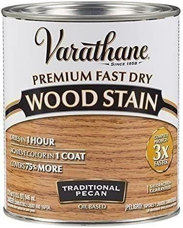 Rust-Oleum 262013 Varathane Fast Dry Wood Stain Quart, Traditional Pecan