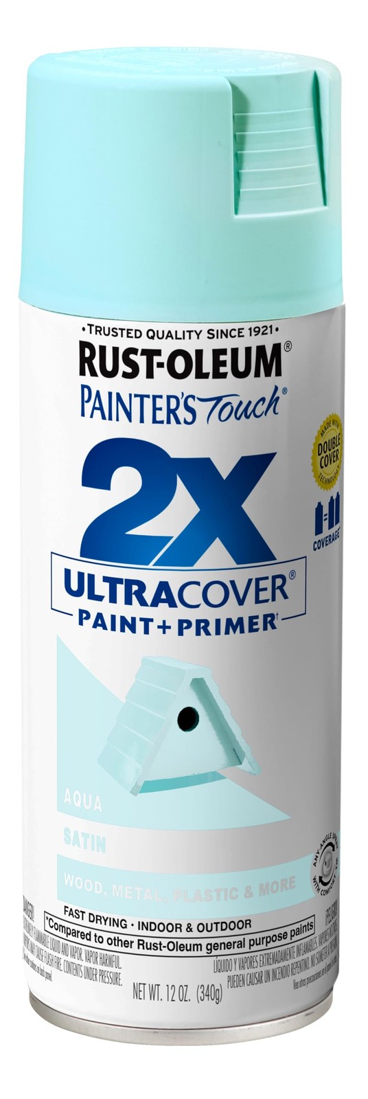 Rust-oleum 249085 12Oz Aqua Satin Spray Paint 2X Ultra Cover Fast Drying
