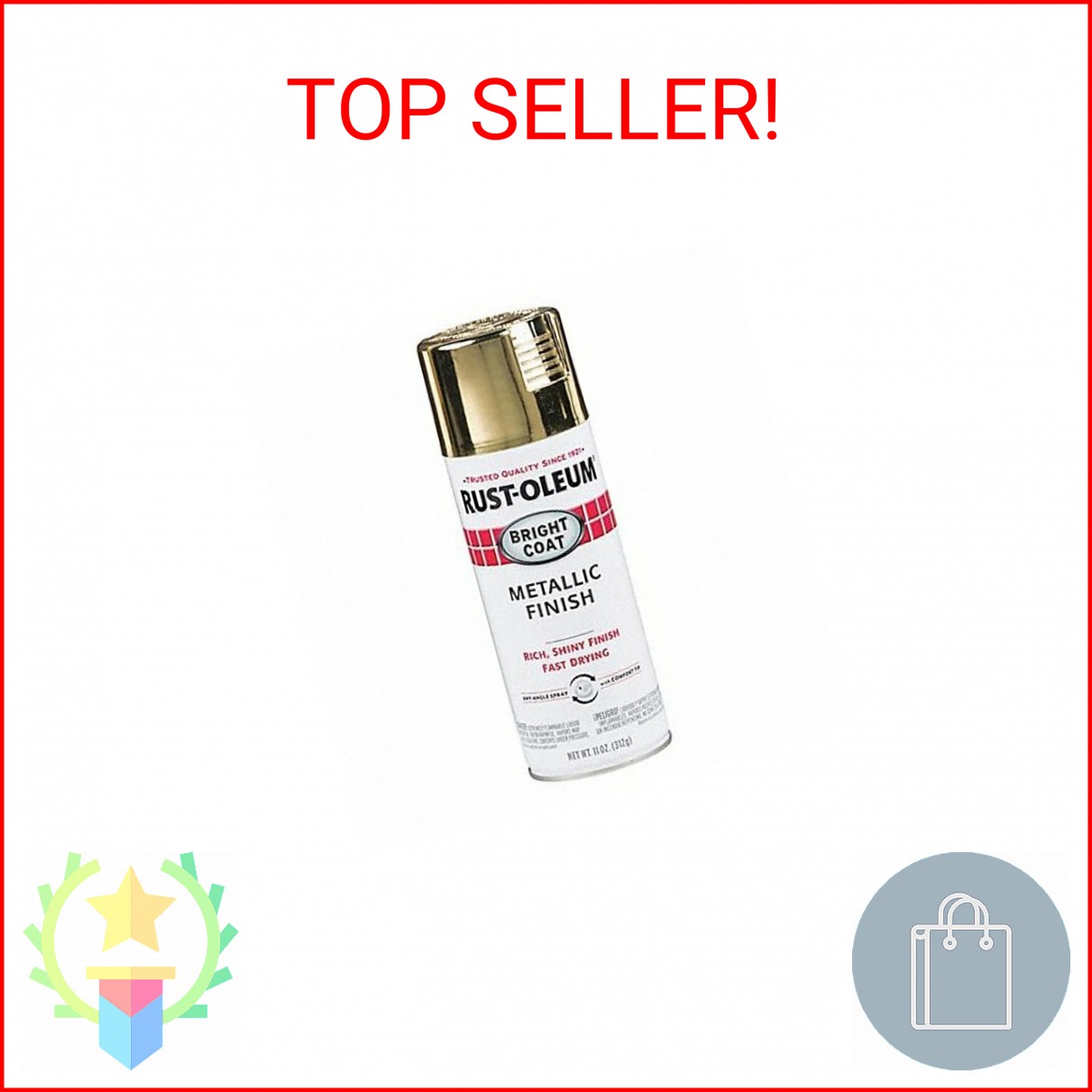 Rust-Oleum 7710830 Bright Coat Metallic Finish Spray Paint, Gold