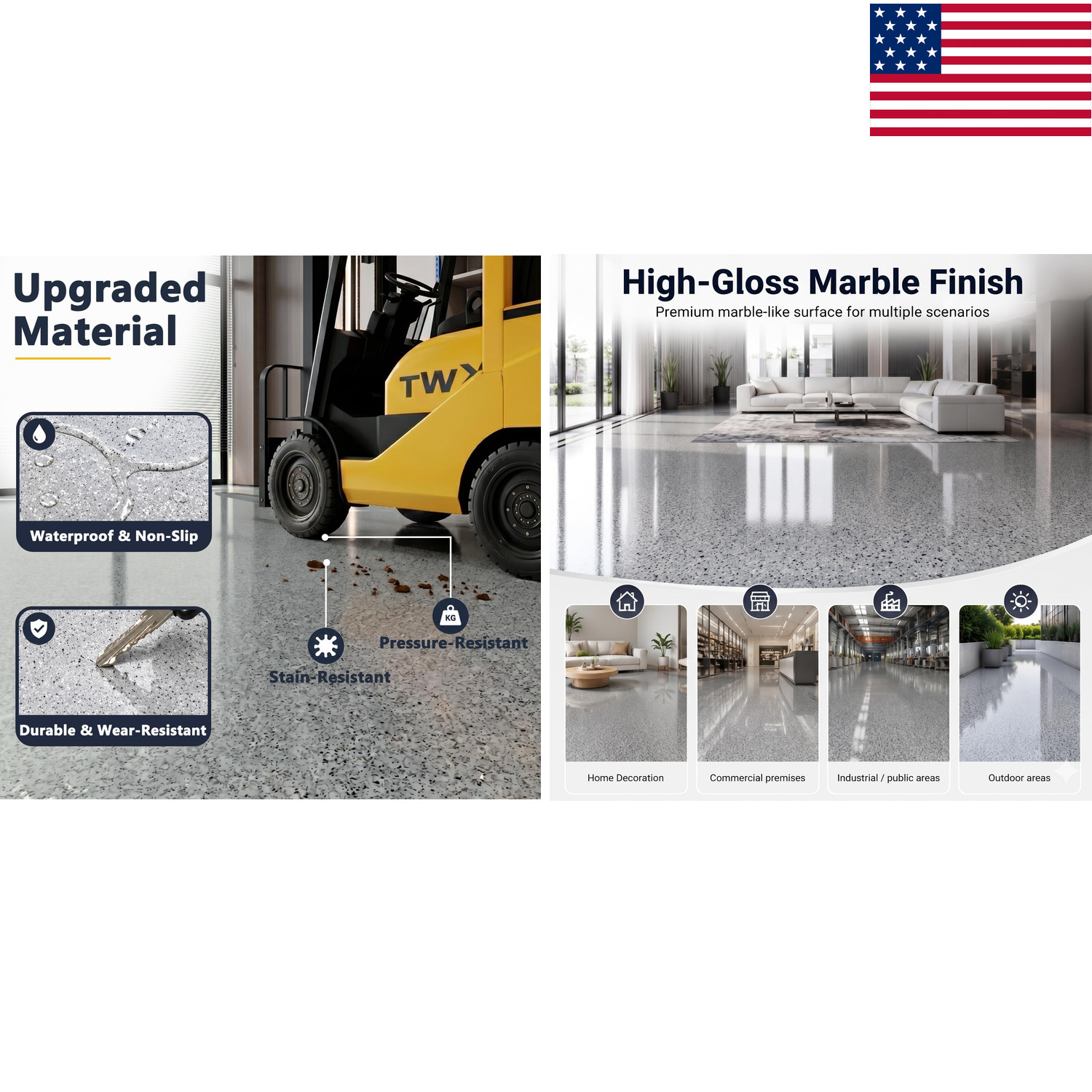 Epoxy Colored Sand Floor Paint Self-Leveling Concrete Garage Patio Non-Slip 35oz