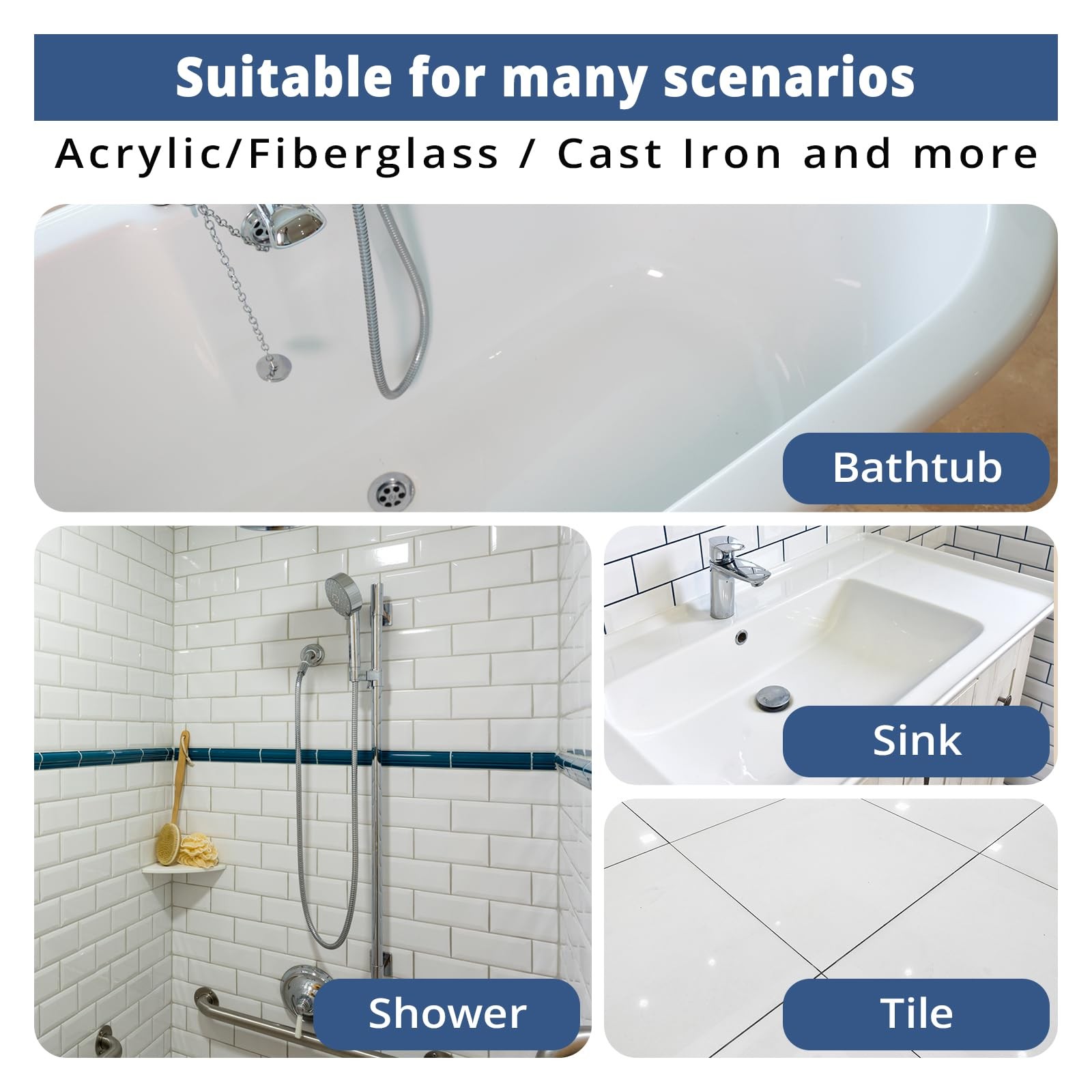 DWIL Tub Paint Tub and Tile Refinishing Kit with Tools White Bathtub Paint Wa…