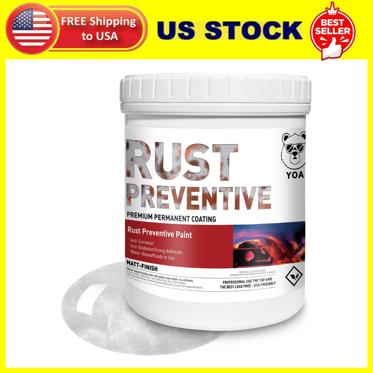 Metal Paint, Water-Based Rust-Proof Paint, 16 fl oz, Metal Primer and Protective