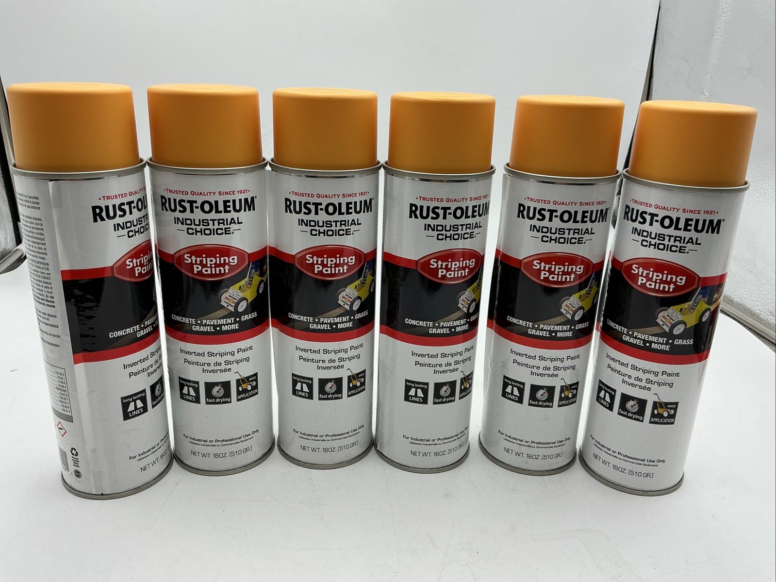 6 Pack, Rust-Oleum 1648838V Industrial Choice Striping Paint, 18 Oz, Yellow