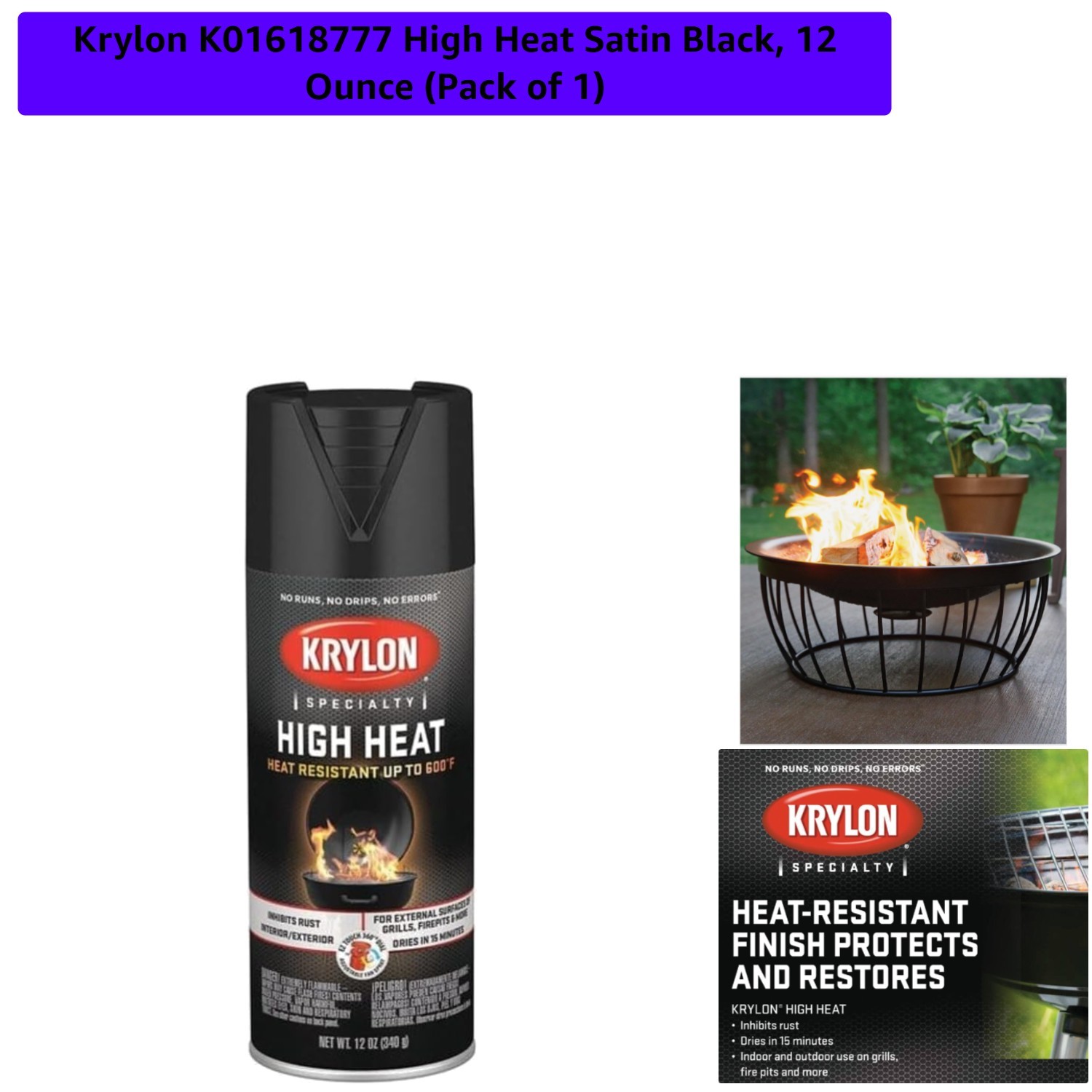 K01618777 High Heat Satin Black, 12 Ounce Pack of 1