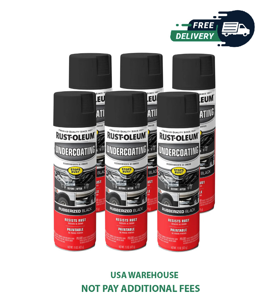Rust-Oleum 248657-6PK Rubberized Undercoating Spray, 15 oz, Black, 6 Pack