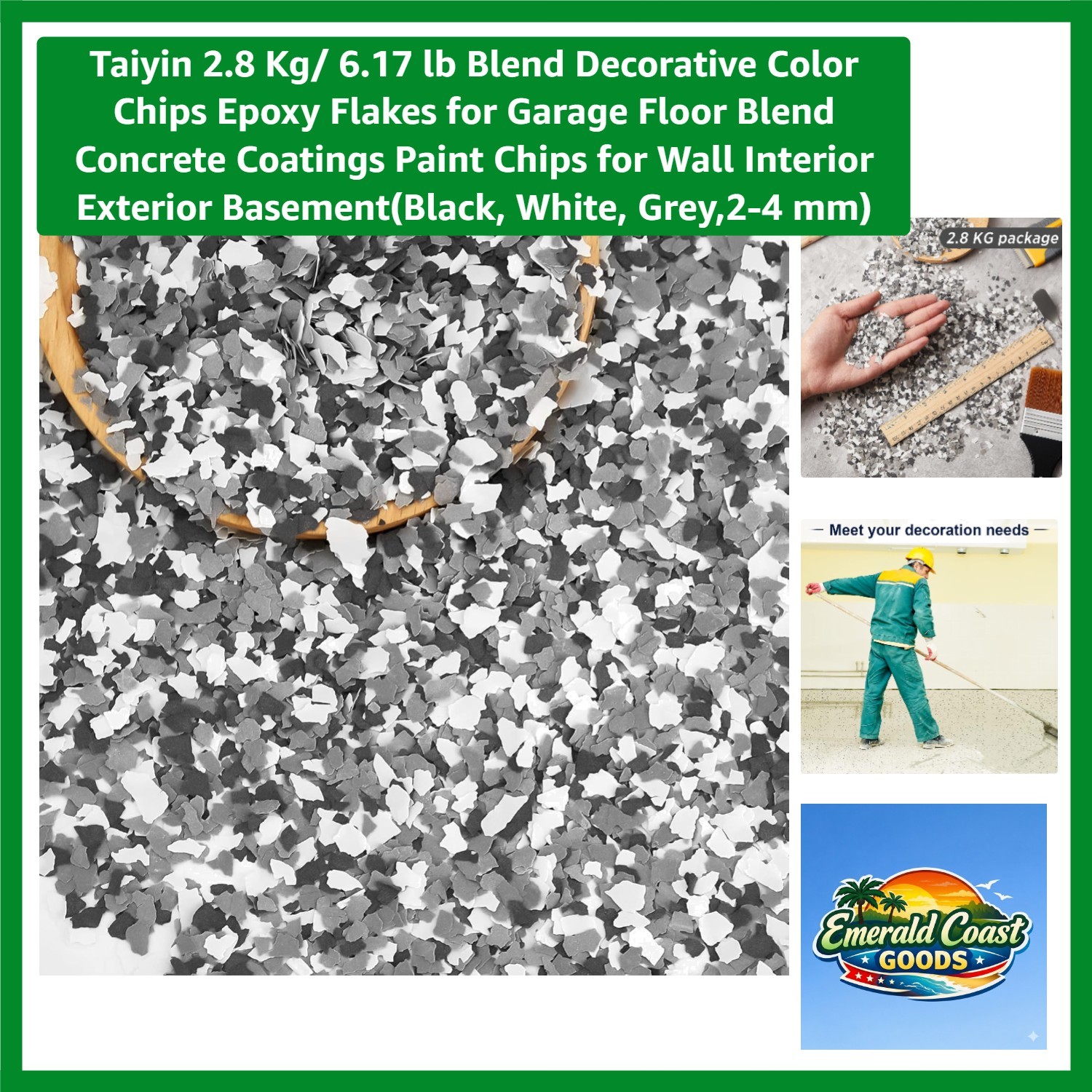 2.8 Kg/ 6.17 lb Blend Decorative Color Chips Epoxy Flakes for Garage Floor Bl…