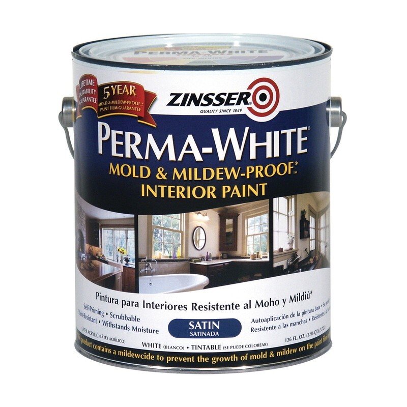 Zinsser Perma-White Satin White Water-Based Mold and Mildew-Proof Paint 1 gal
