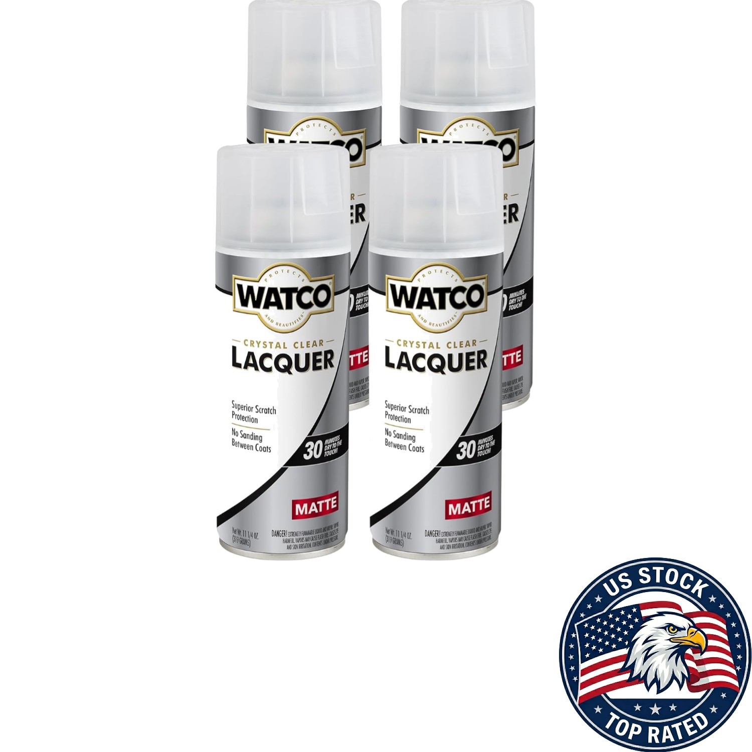 4-Pack Quick-Drying Clear Matte Lacquer for Beautiful Wood Finishes – 11.25 oz