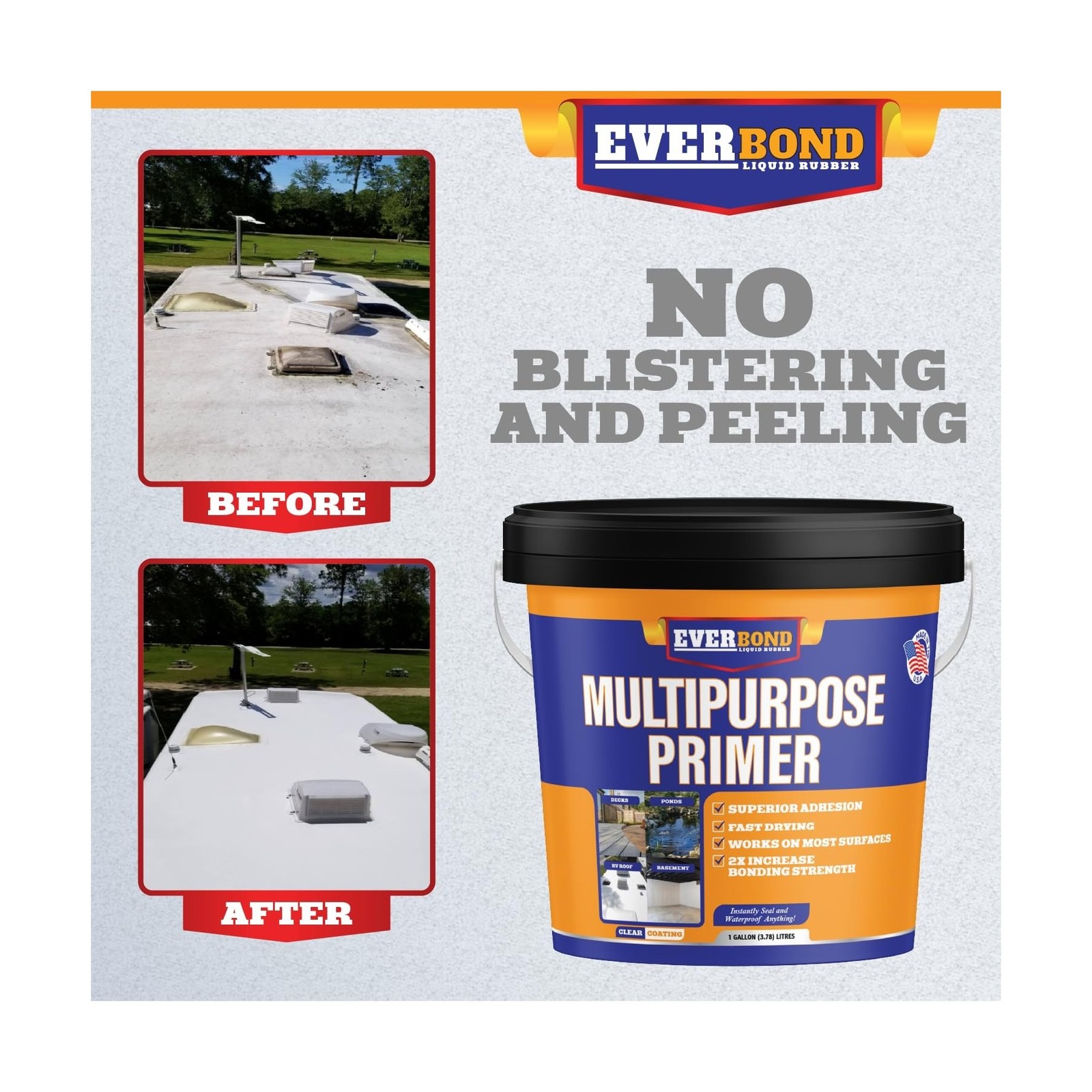 Everbond Multipurpose Primer – Primer for Roof Coatings – Use on EPDM Rubber,…