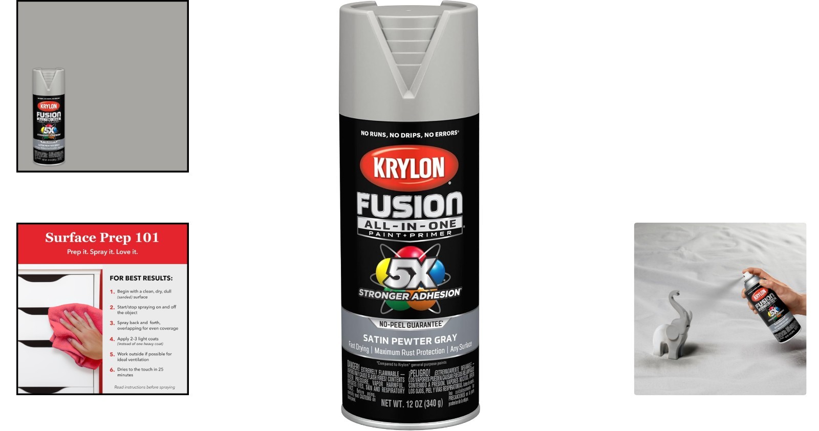 Fast-Drying 12oz Pewter Gray Spray Paint | Ideal for Metal, Wood & Plastic