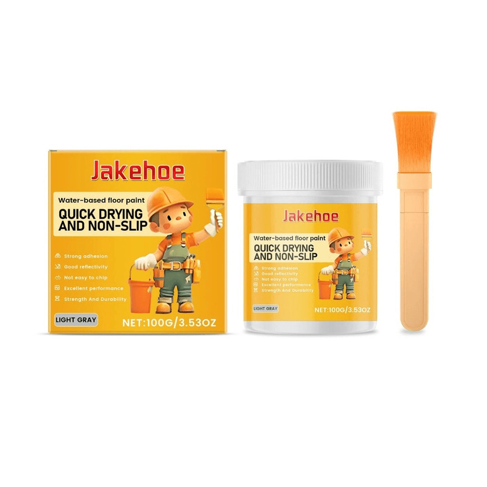 Jakehoe Water Based Floor Paint Quick Drying and Non-Slip Light Gray 3.53oz