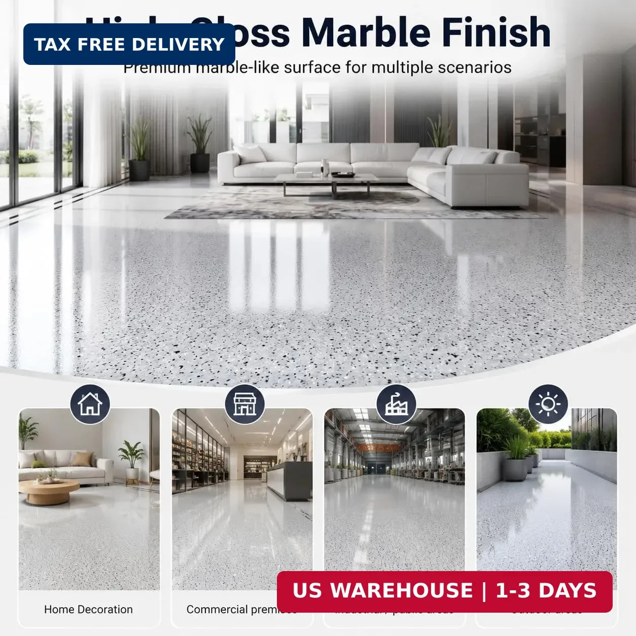 Epoxy Colored Sand Floor Paint for Concrete, Self-Leveling Coating | High-Gloss,