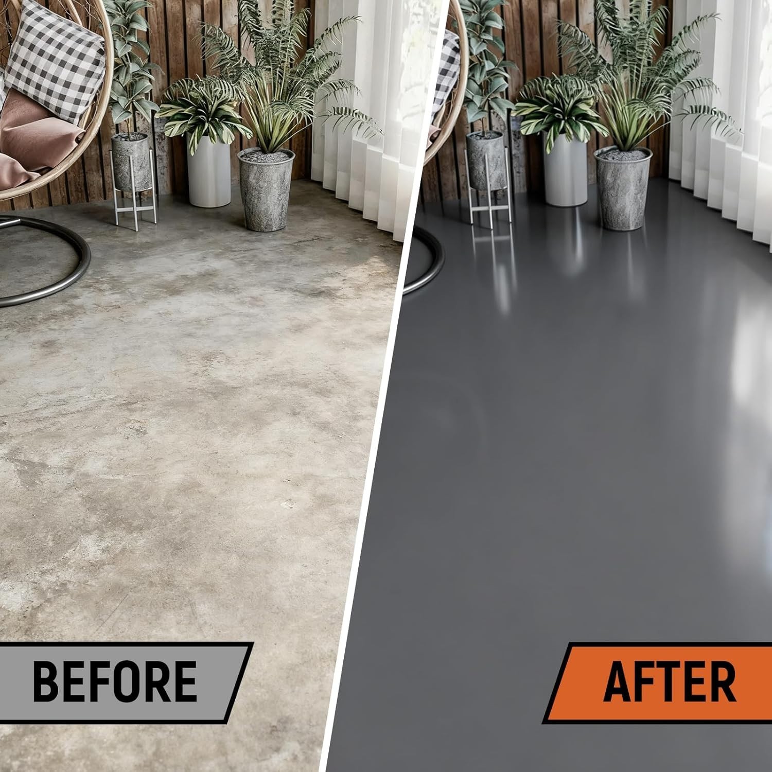 Professional Concrete Floor Paint, 1-Gallon/Medium Gray, Epoxy Coating, Suita…