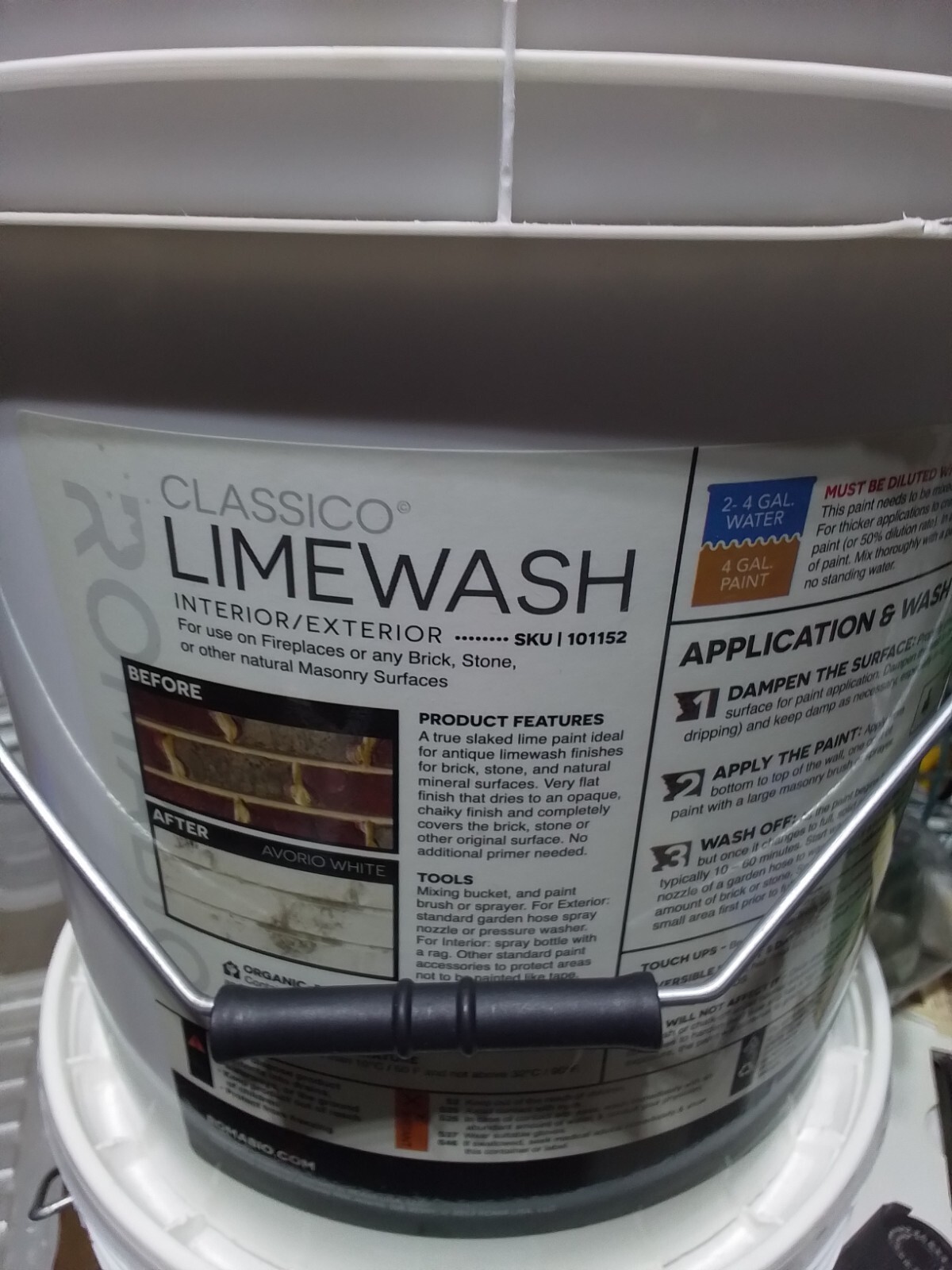 Romabio Classico Limewash Interior/Exterior Paint, Ovoroi White, 15L / 4gal
