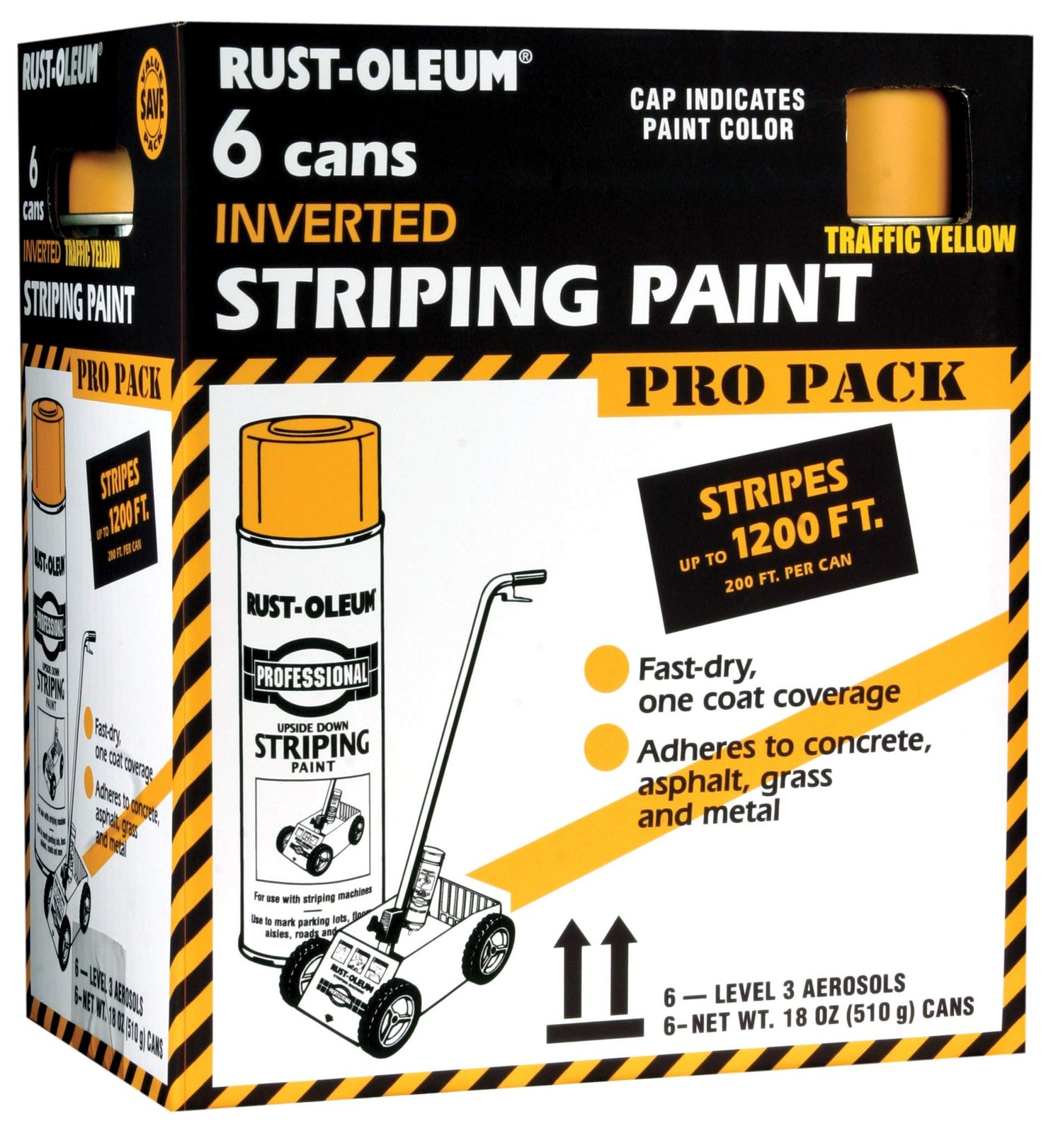 Rust-Oleum P2548849-6PK Inverted Striping Spray Paint 18 oz Yellow 6 Pack