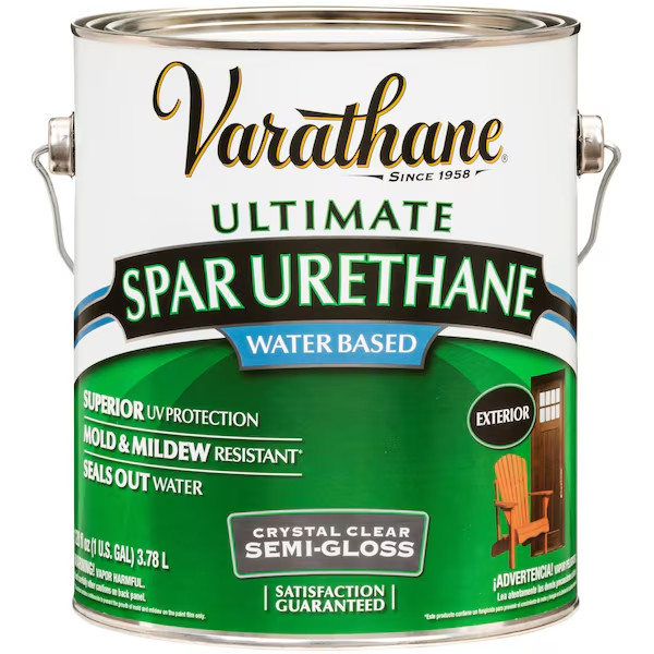 Spar Urethane Clear Semi Gloss 1 Gallon Exterior Wood Finish Water Based