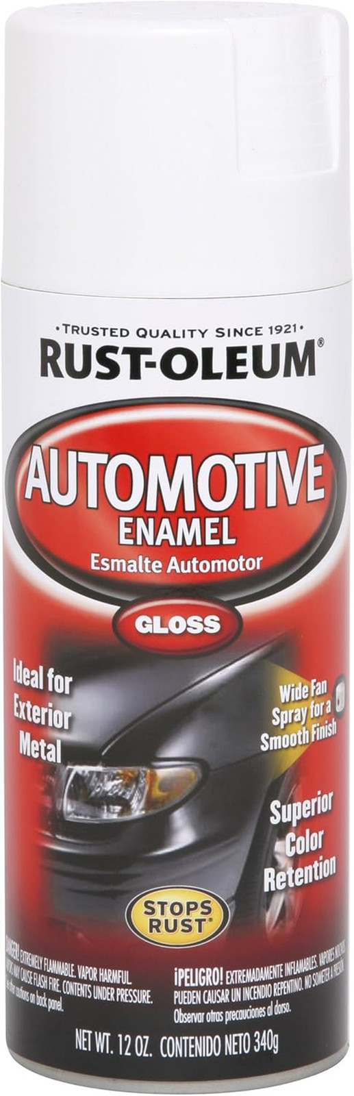 252468 Automotive Enamel Spray Paint, 12 Oz, Gloss White