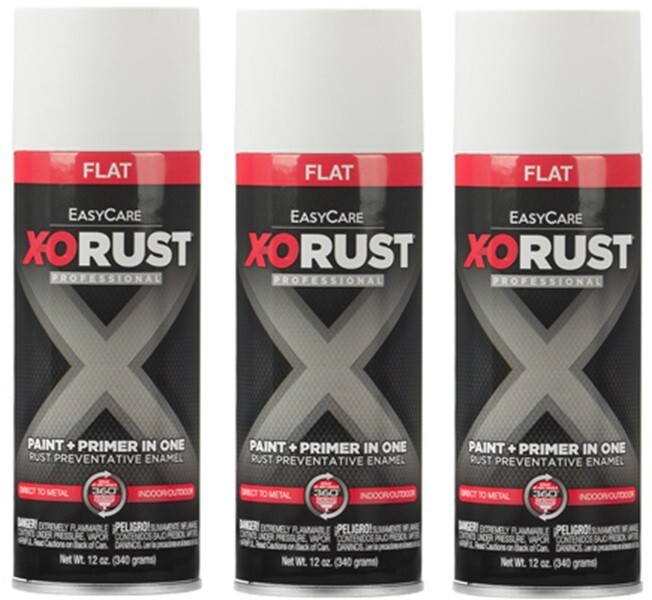 X-O Rust XOP30-AER Flat White Anti-Rust Enamel Spray Paint + Primer – 3 Pack