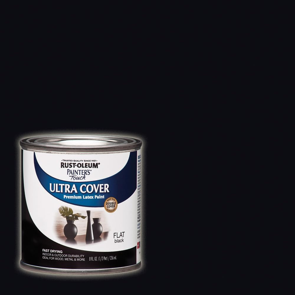 1976730 Painter’S Touch Latex Paint, Half Pint, Flat Black, 8 Fl Oz (Pack of 1)