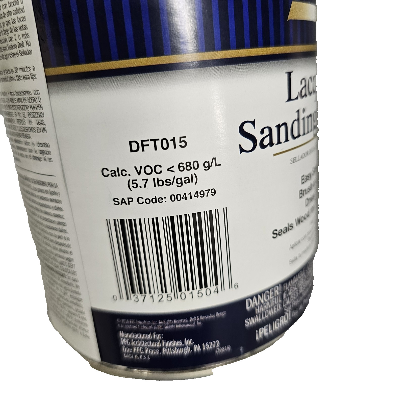 Lot of 3 – DEFT/PPG ARCHITECTURAL FIN DFT015/04 QT Lacquer Sand Sealer