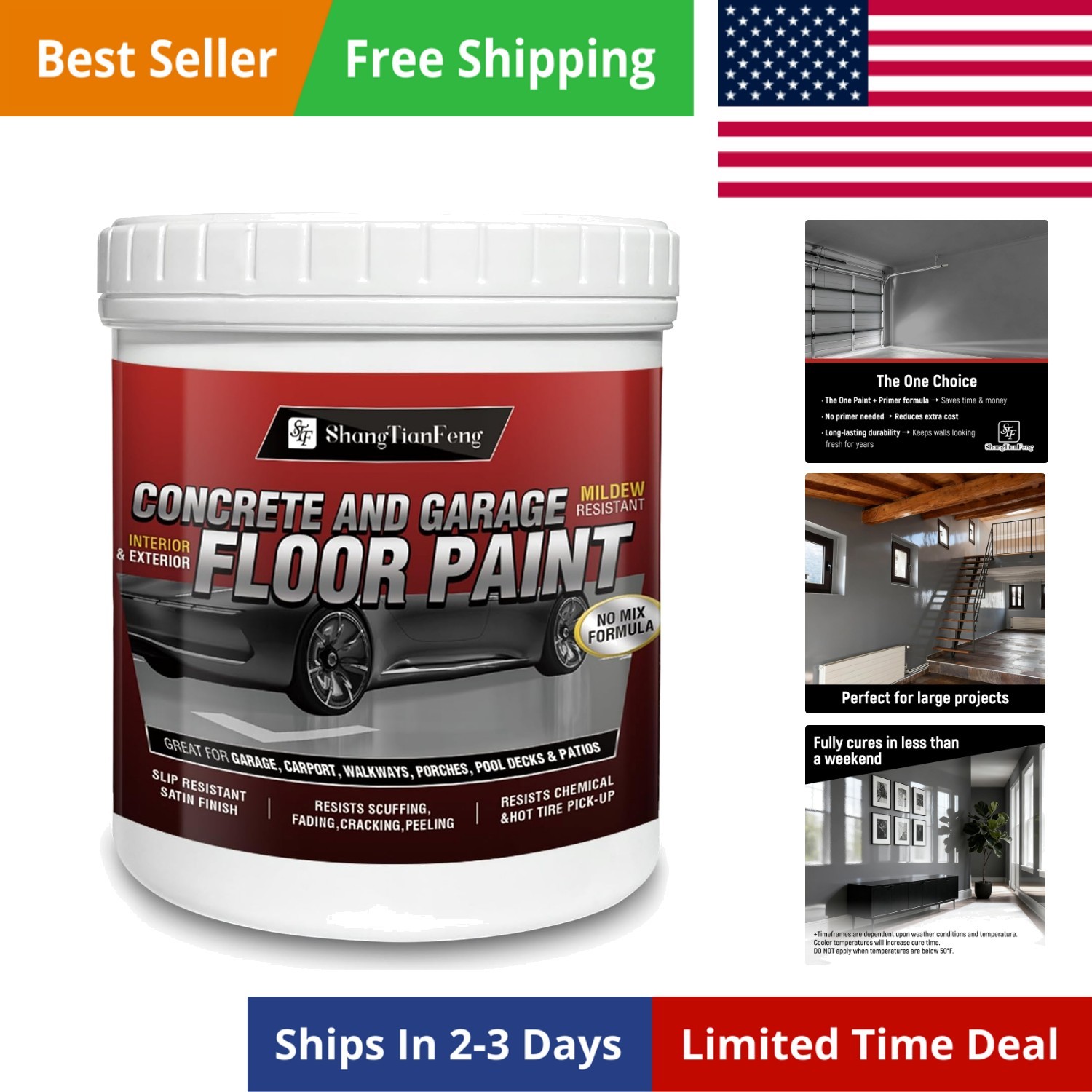 Professional Floor Paint Kit 1 Gallon Sea Gray，Low glossiness Acrylic Concret…