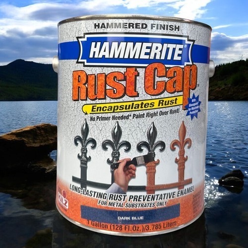 Hammerite Rust Cap Hammered Finish Dark Blue Paint HTF ONE GALLON 43125