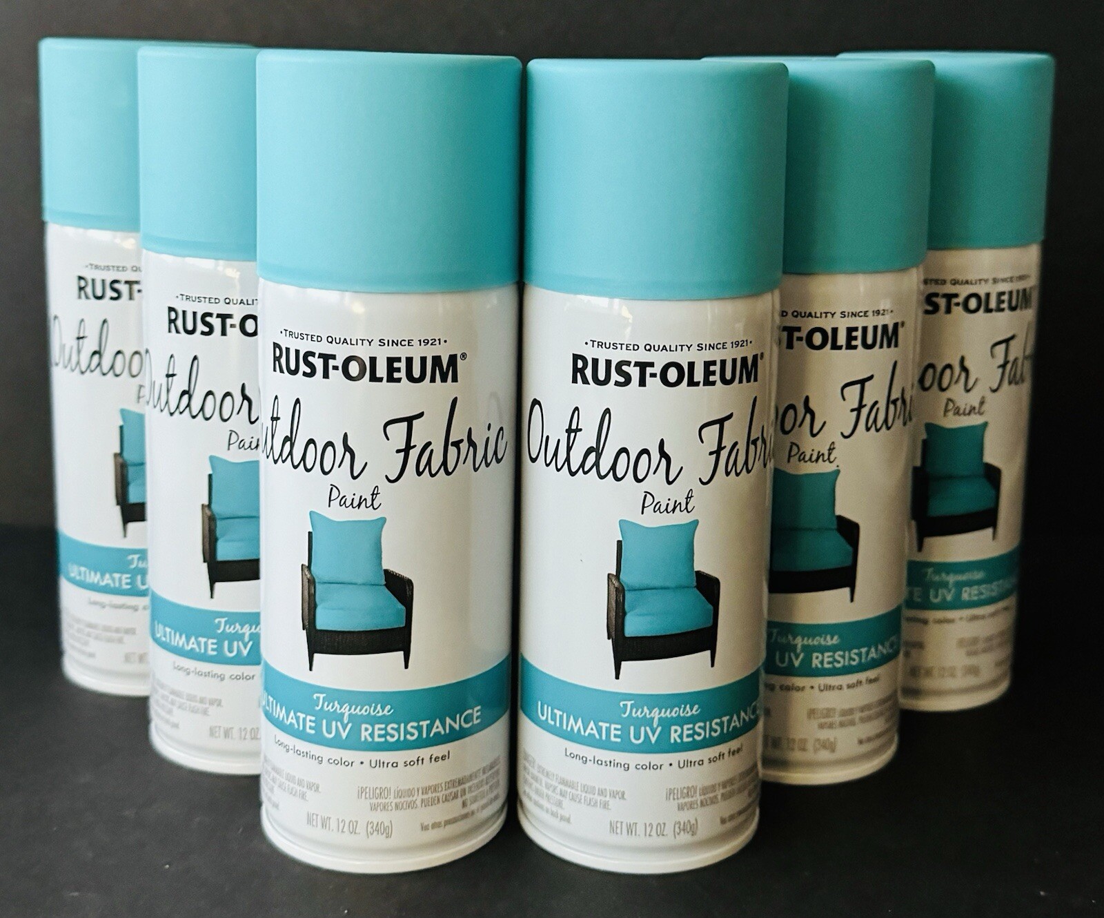 Rust-Oleum 358842 Outdoor Fabric Paint “TURQUOISE”, 12oz (6 Pack)