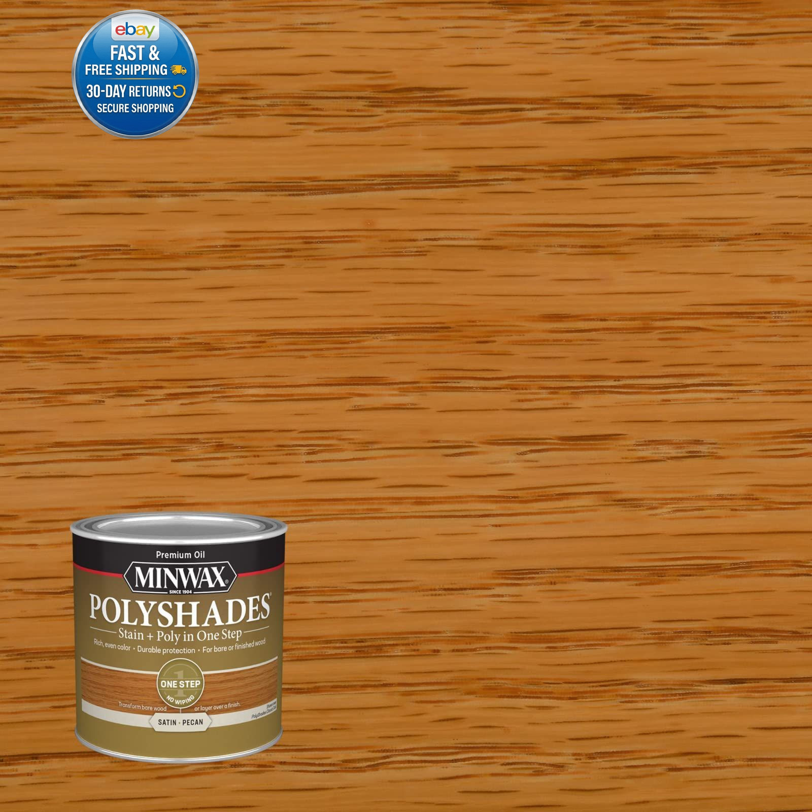 PolyShades Wood Stain + Polyurethane Finish – ½ 0.25 Quart, Pecan