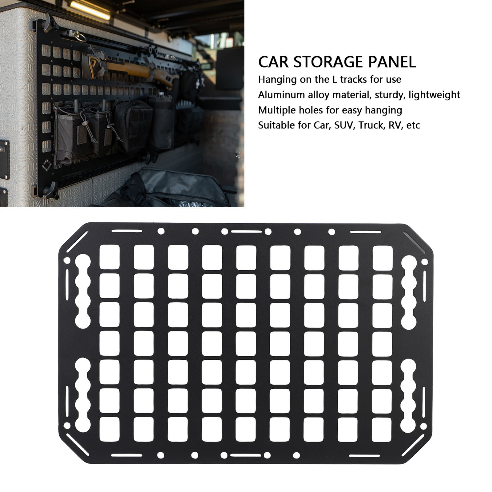 1pc Truck Bed Molle Panel Lightweight Organizer For Car SUV RV GZJN