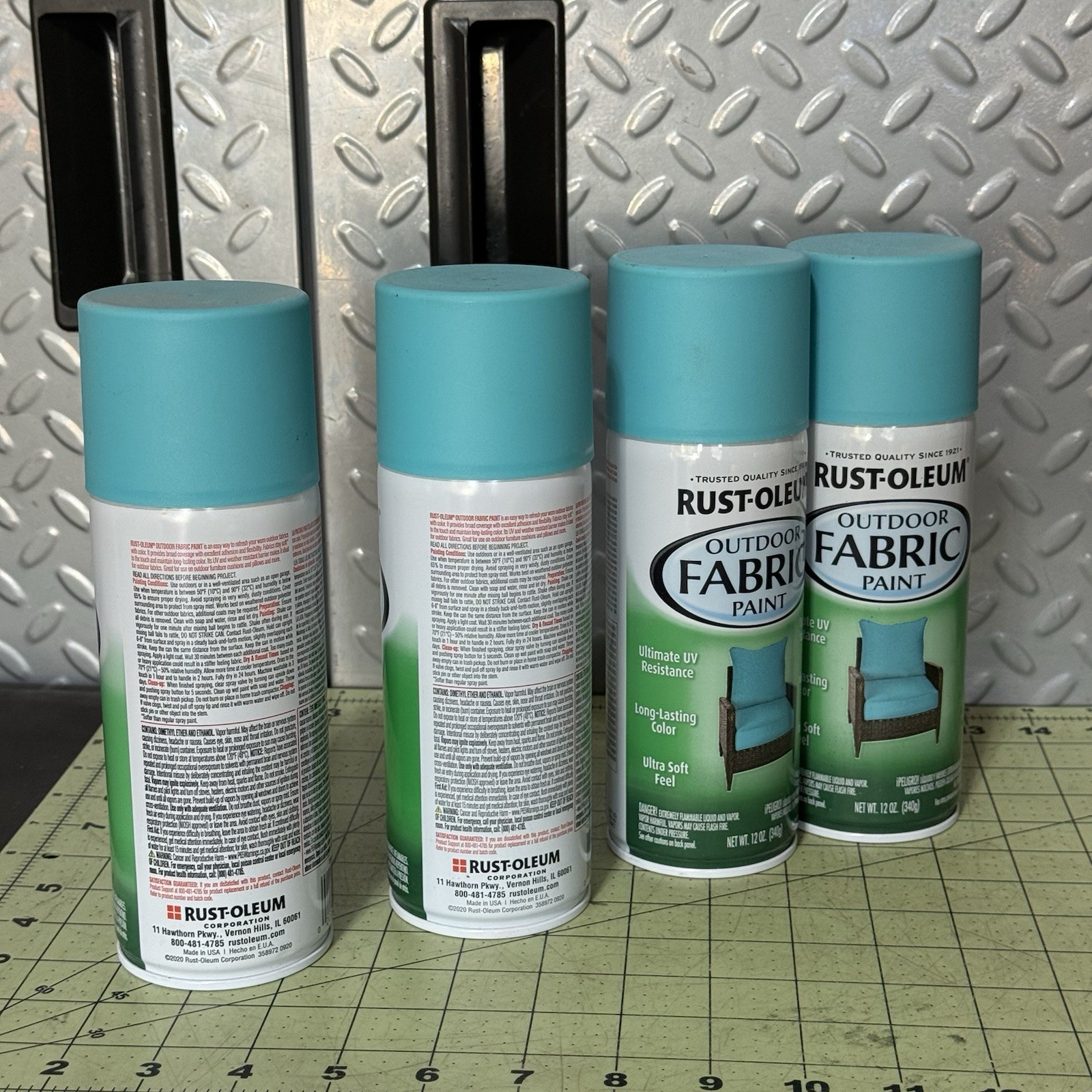 Rustoleum TURQUOISE 12oz Outdoor Fabric Spray Paint UV Resistant Lot Of 4 Cans
