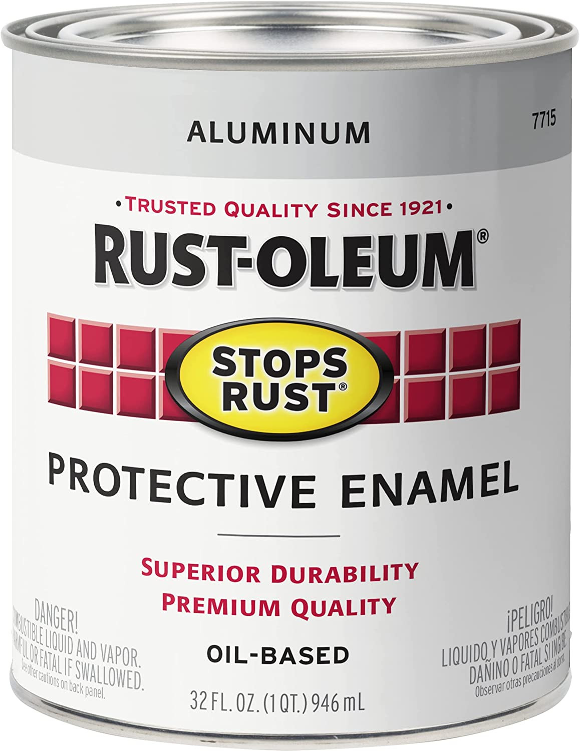 7715502 Stops Rust Brush on Paint, Quart, Metallic Aluminum (Pack of 1)