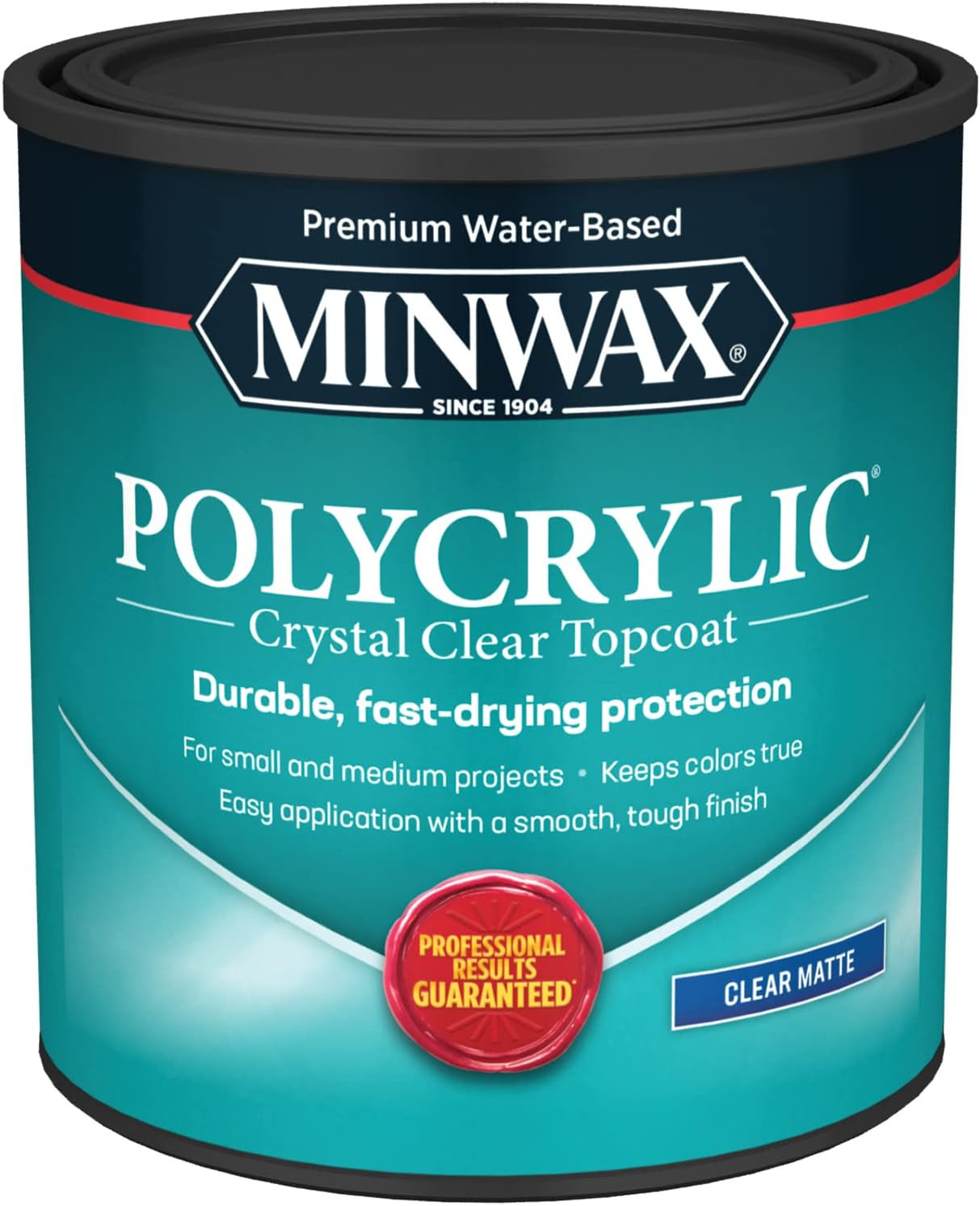 622224444 Polycrylic Protective Wood Finish, Clear Matte, 1 Quart