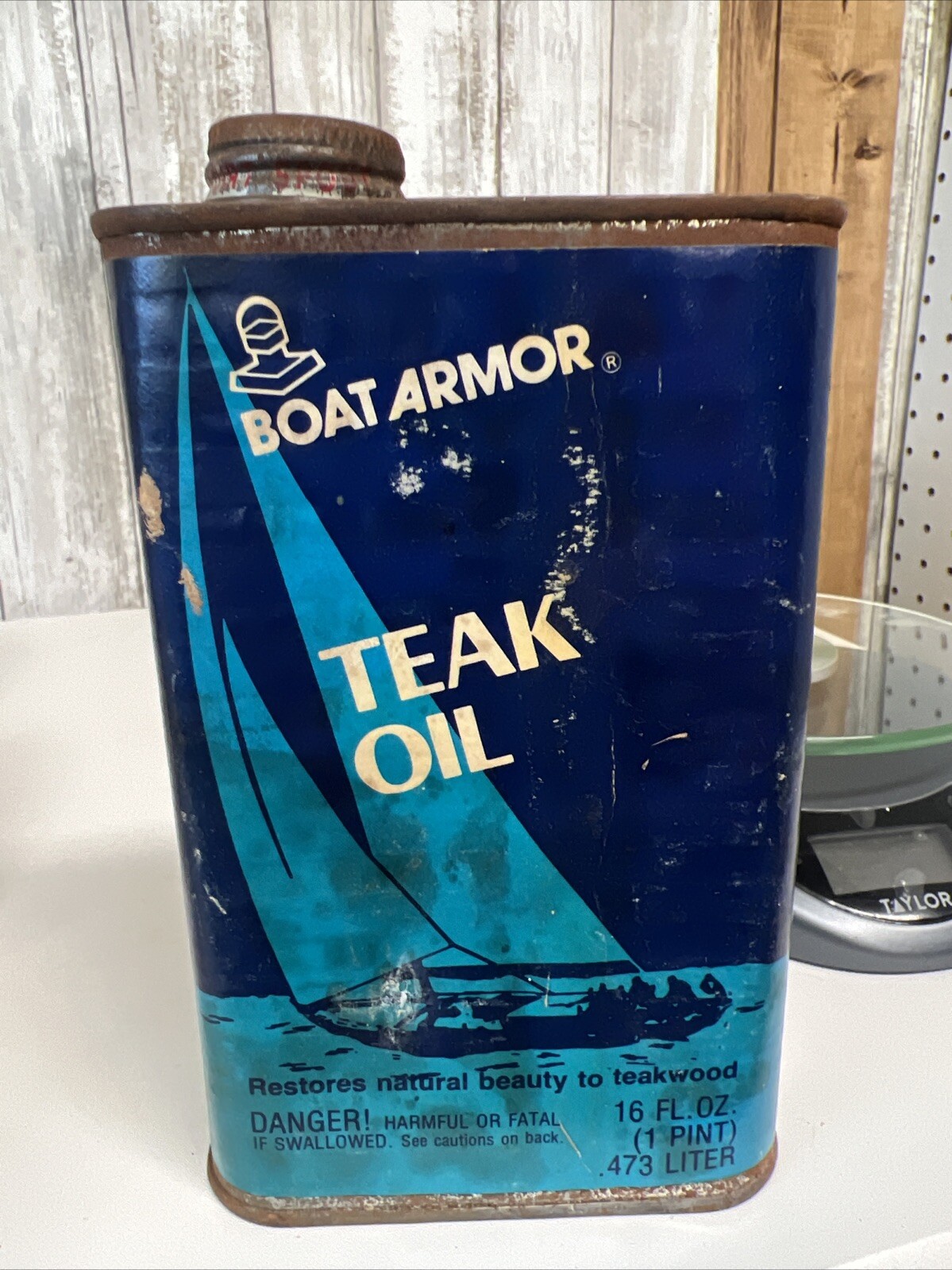Boat Armor Teak Oil Vintage Full Item Great Prop 16 Oz Cool Product Graphics