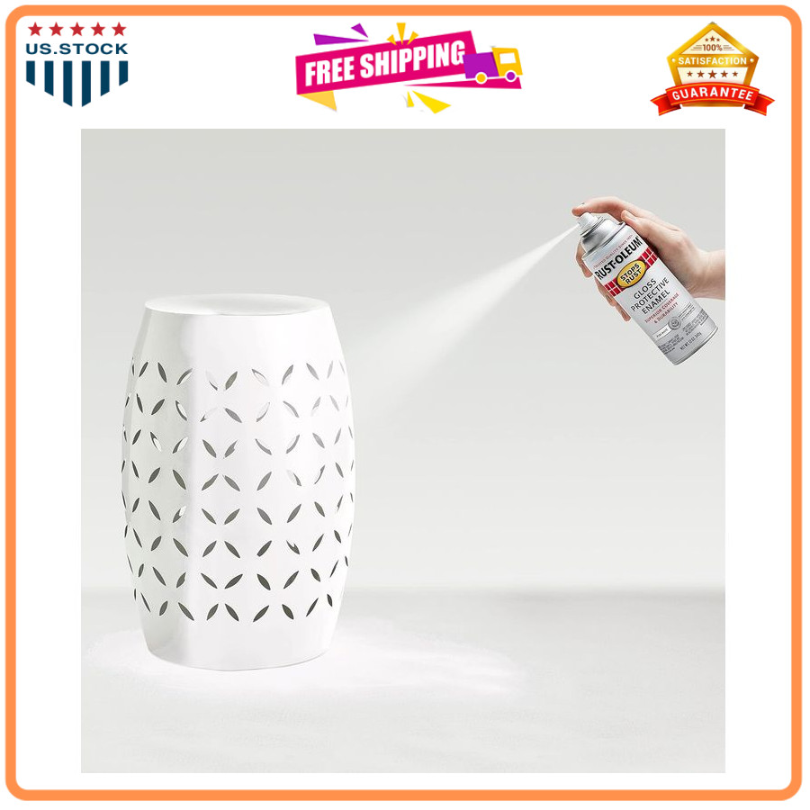 Rust-Oleum Stops Rust Protective Enamel Gloss White Spray Paint 12 oz. USA