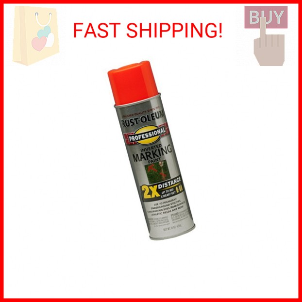 Rust-Oleum 266590 Professional 2X Distance Inverted Marking Spray Paint, 15 oz,