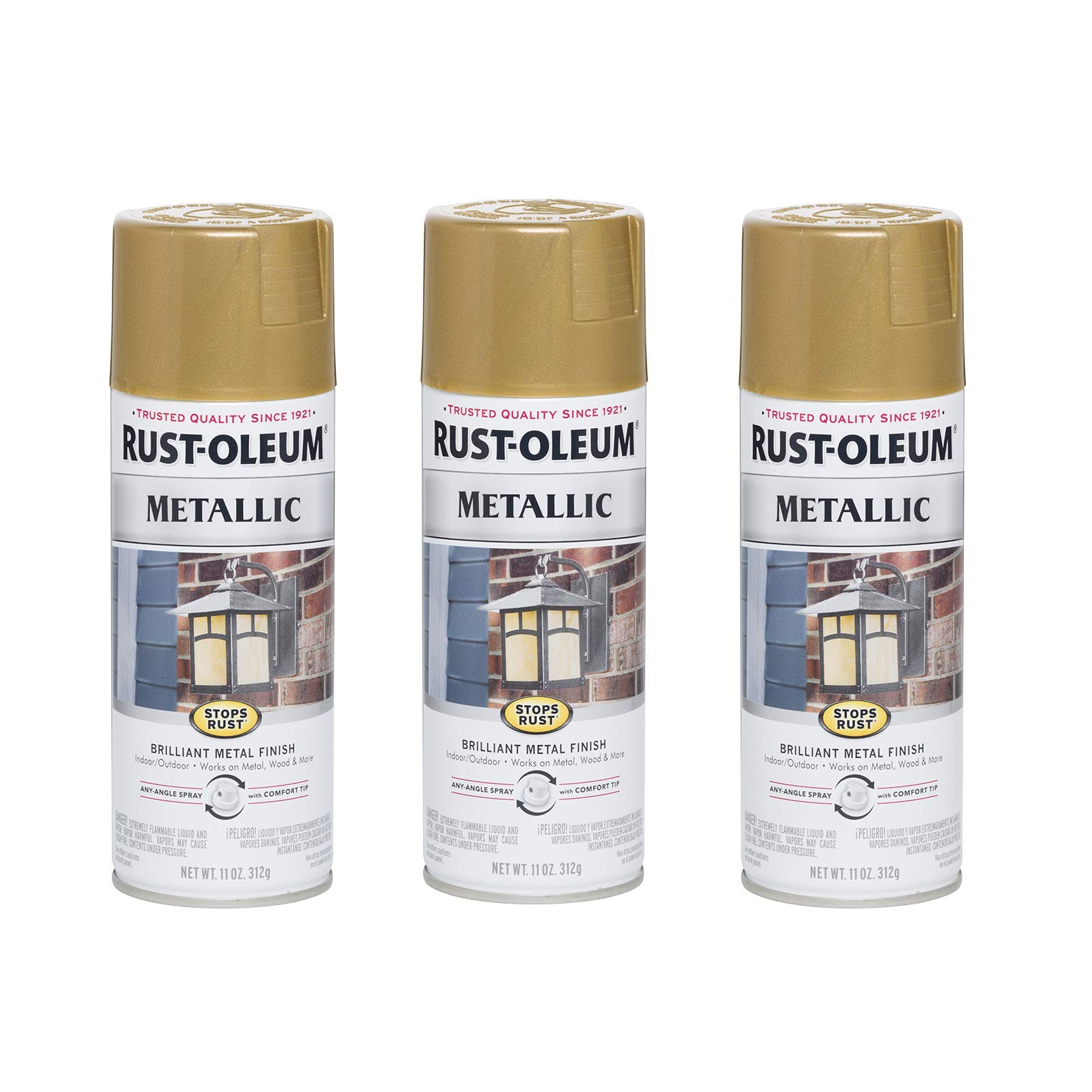 Rust-oleum 11Oz Gold Rush Metallic Spray Paint Pack Of 3 Weather Resistant Paint