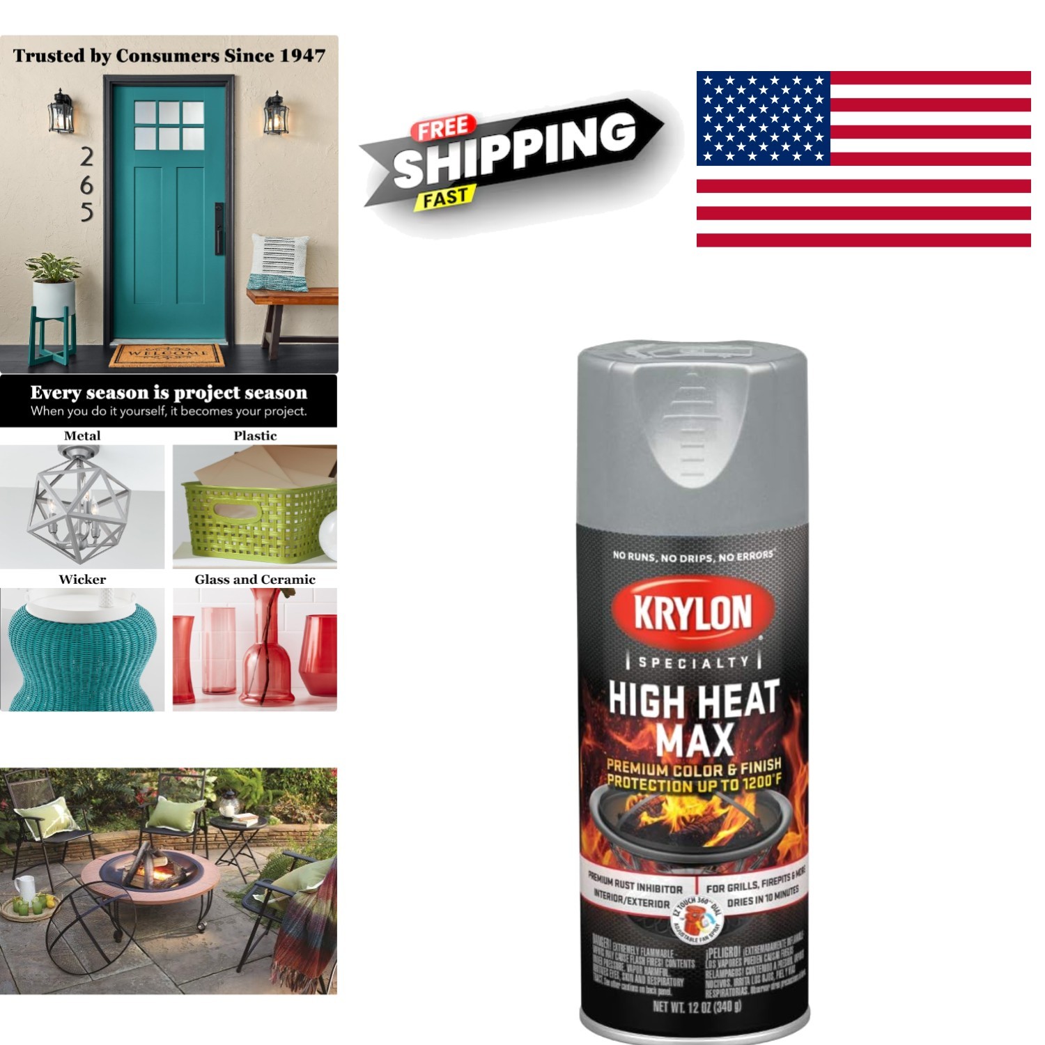 Aluminum High Heat Paint 12 Ounce Gloss Finish Ideal for Grills and BBQs